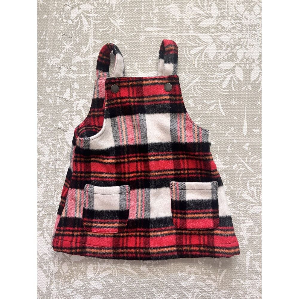 Little Me Plaid Overall Jumper Baby Girl Size 12 Months Preppy Autumn
